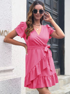 Tied Surplice Short Sleeve Dress (14)