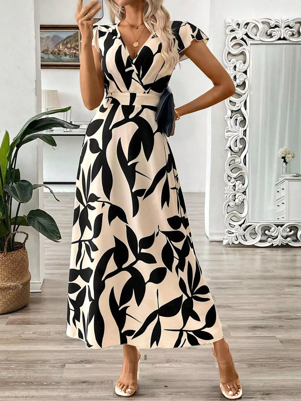 Surplice Cap Sleeve Midi Dress (15)