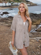 Button Down Eyelet Collared Neck Knit Shirt (3)