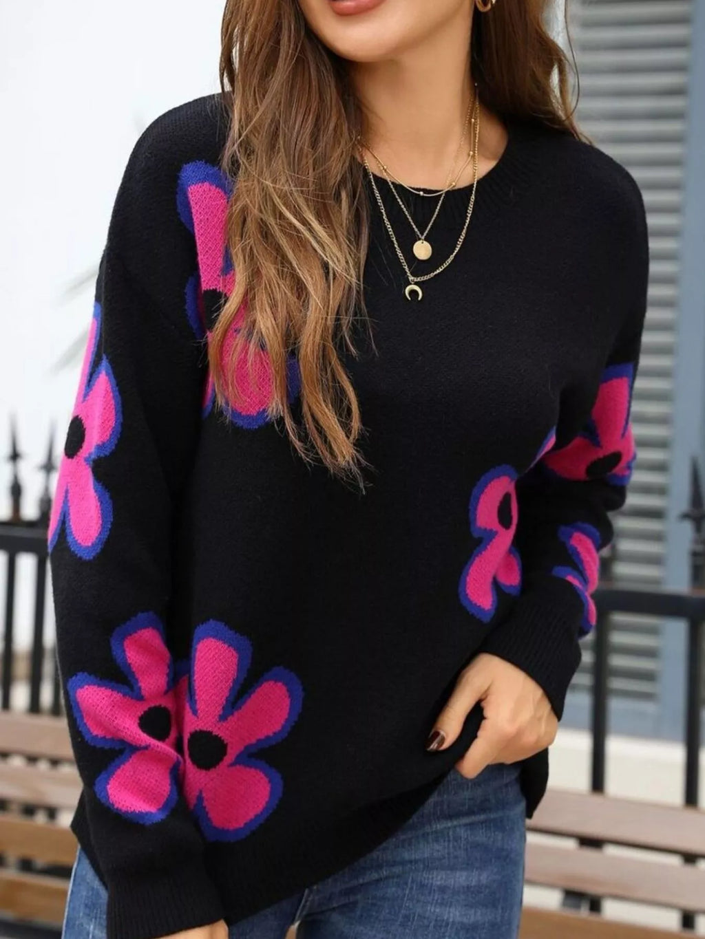 Floral Crew Neck Sweater (11)