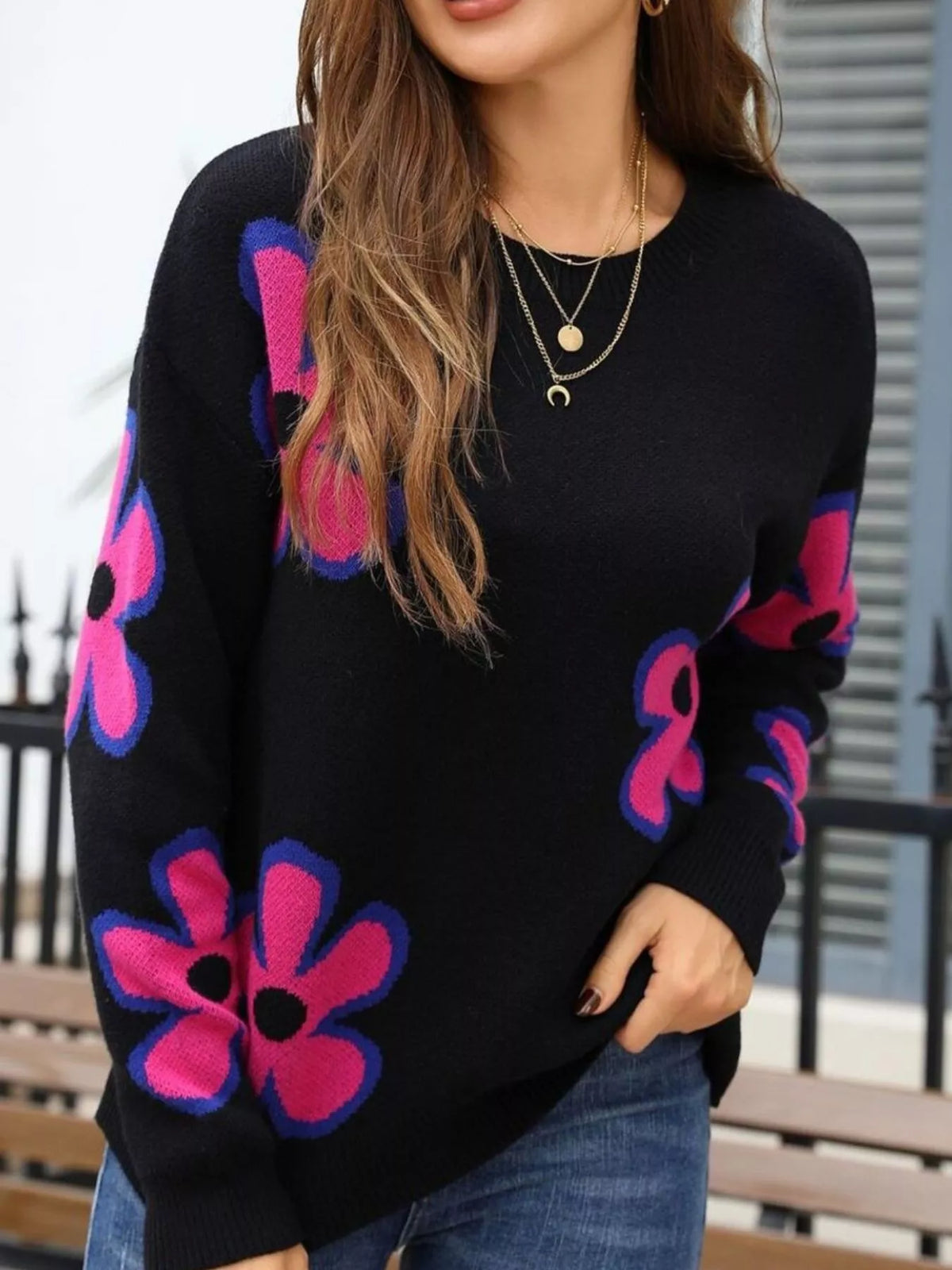 Floral Crew Neck Sweater (11)