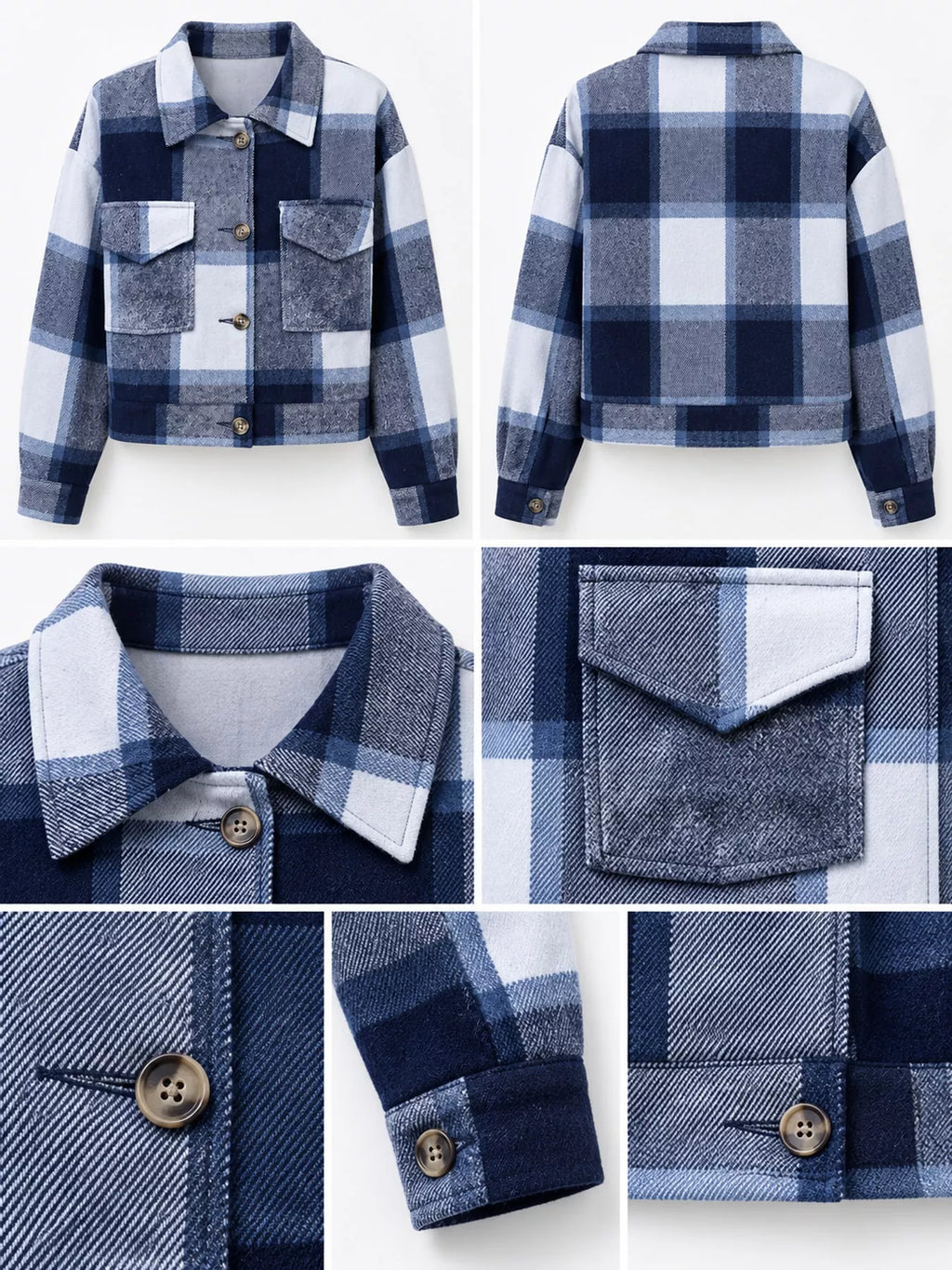 Plaid Button-front Cropped Jacket (9)