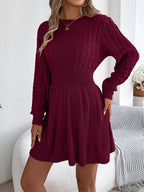 Cable Knit Long Sleeve Sweater Dress (12)