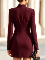 Full Size Decorative Button Mock Neck Mini Dress Plus (11)