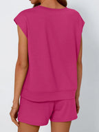 Round Neck Cap Sleeve Top Shorts Set (5)