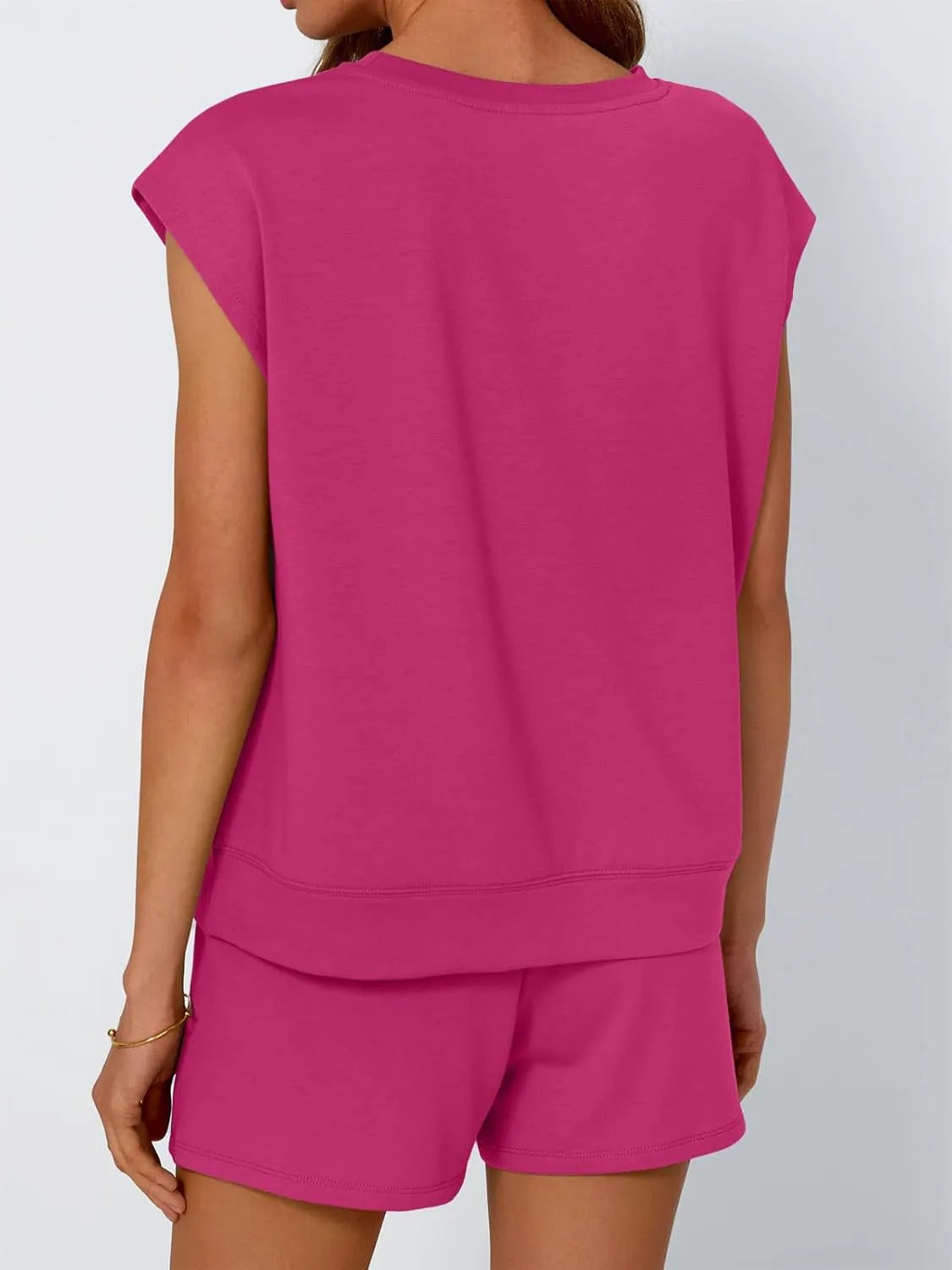 Round Neck Cap Sleeve Top Shorts Set (5)