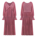V-neck Long Sleeve Tiered Maxi Dress (10)