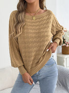 Cable Knit Boat Neck Sweater (3)