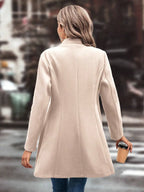 Collared Neck Long Sleeve Longline Coat (10)
