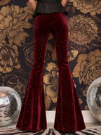 Velvet High Waist Flared Pants (4)
