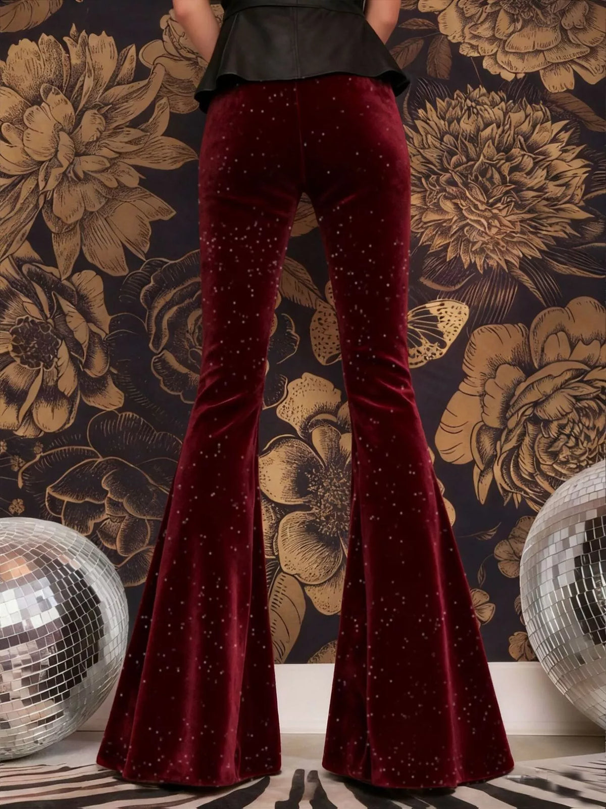 Velvet High Waist Flared Pants (4)