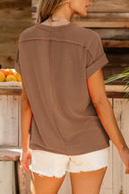 Casual Ribbed Short Sleeve Round Neck T-shirt (18)