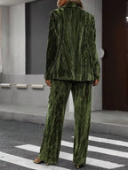 Lapel Collar Long Sleeve Blazer Pants Set (6)