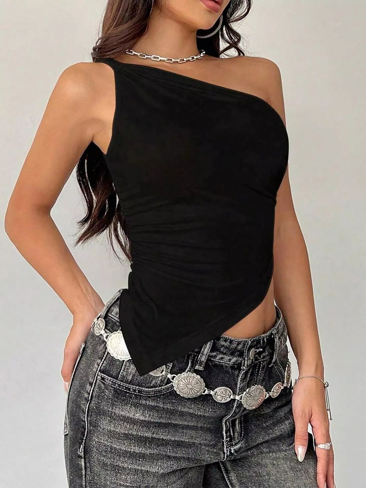 Asymmetrical One-shoulder Slim Fit Cami (15)