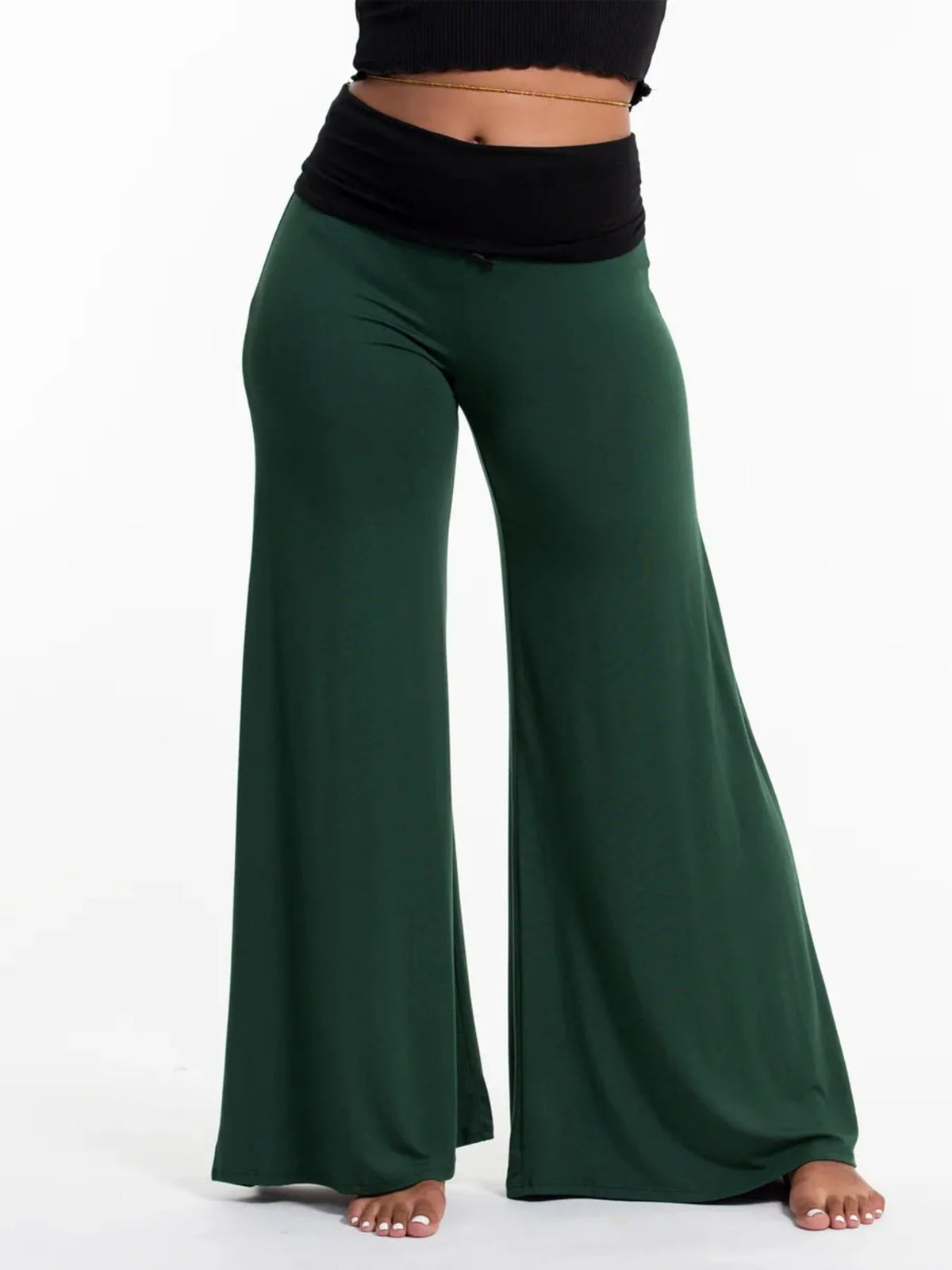 High Waisted Wide Leg Yoga Pants Contrast Waistband (6)