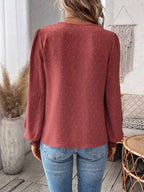 Swiss Dot Lace Detail Long Sleeve Blouse (15)