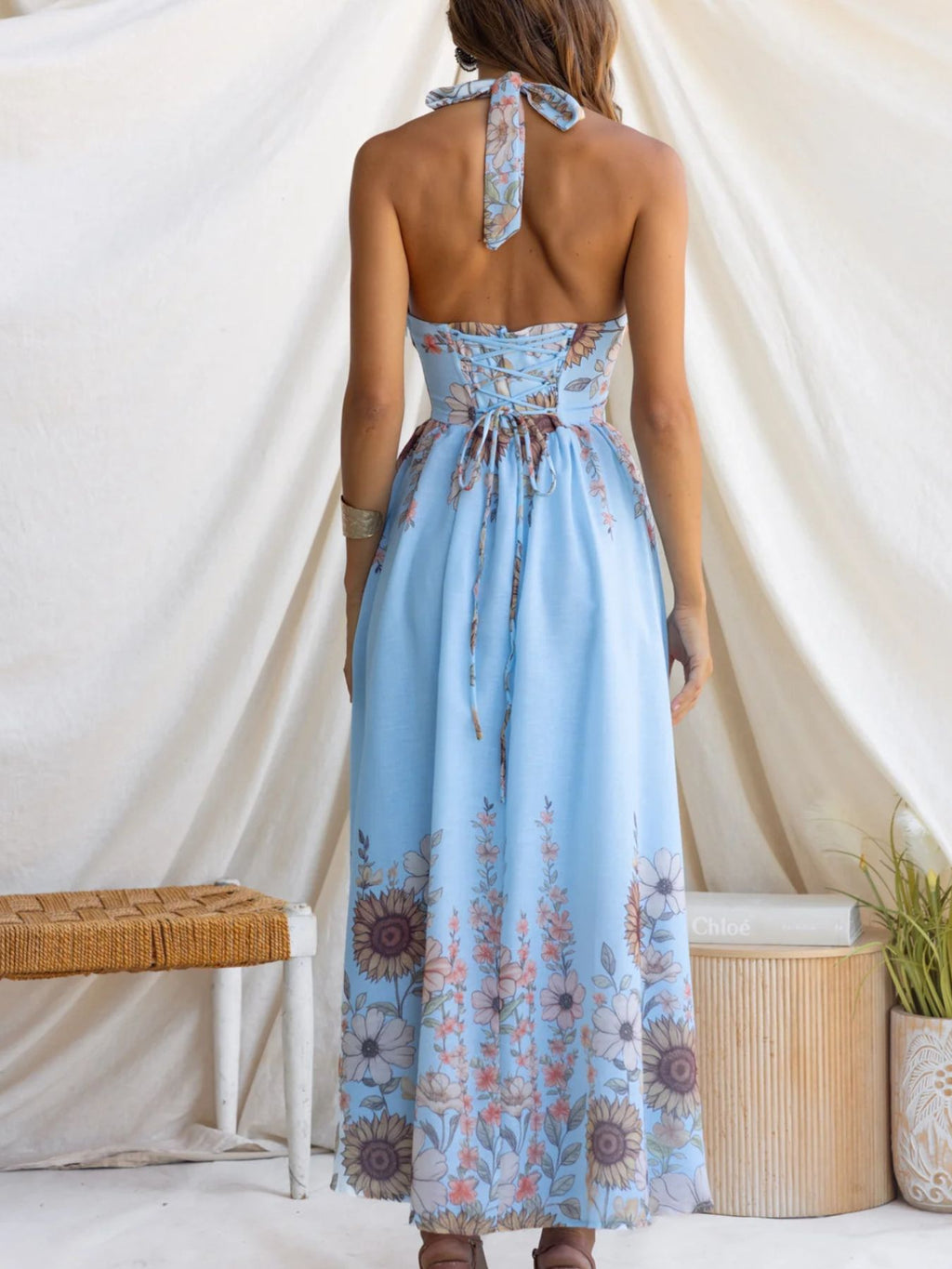 Floral Print Halter Neck Maxi Dress (12)