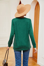 Buttoned Notched Neck Long Sleeve Top (24)