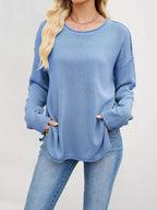 Casual Loose-fit Crew Neck Sweater (3)