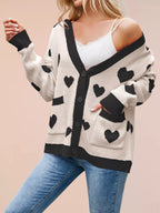 Heart Pattern Button-up Knit Cardigan (19)