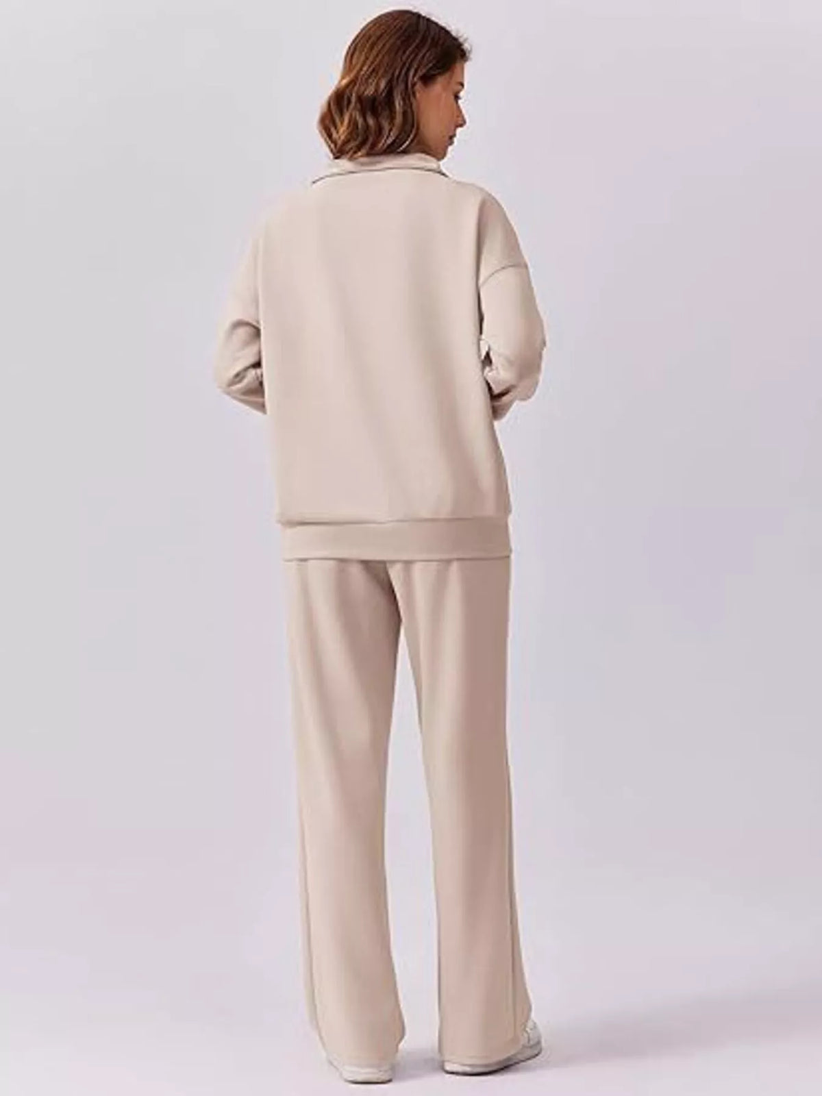 Relaxed Fit Quarter-zip Top Pants Set (2)