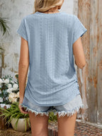 Eyelet V-neck Short Sleeve Top (9)