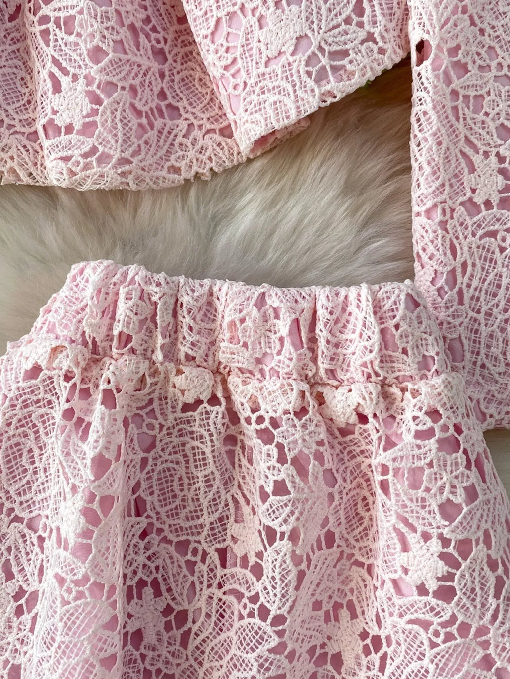 Lace Button Up Top Skirt Set (9)