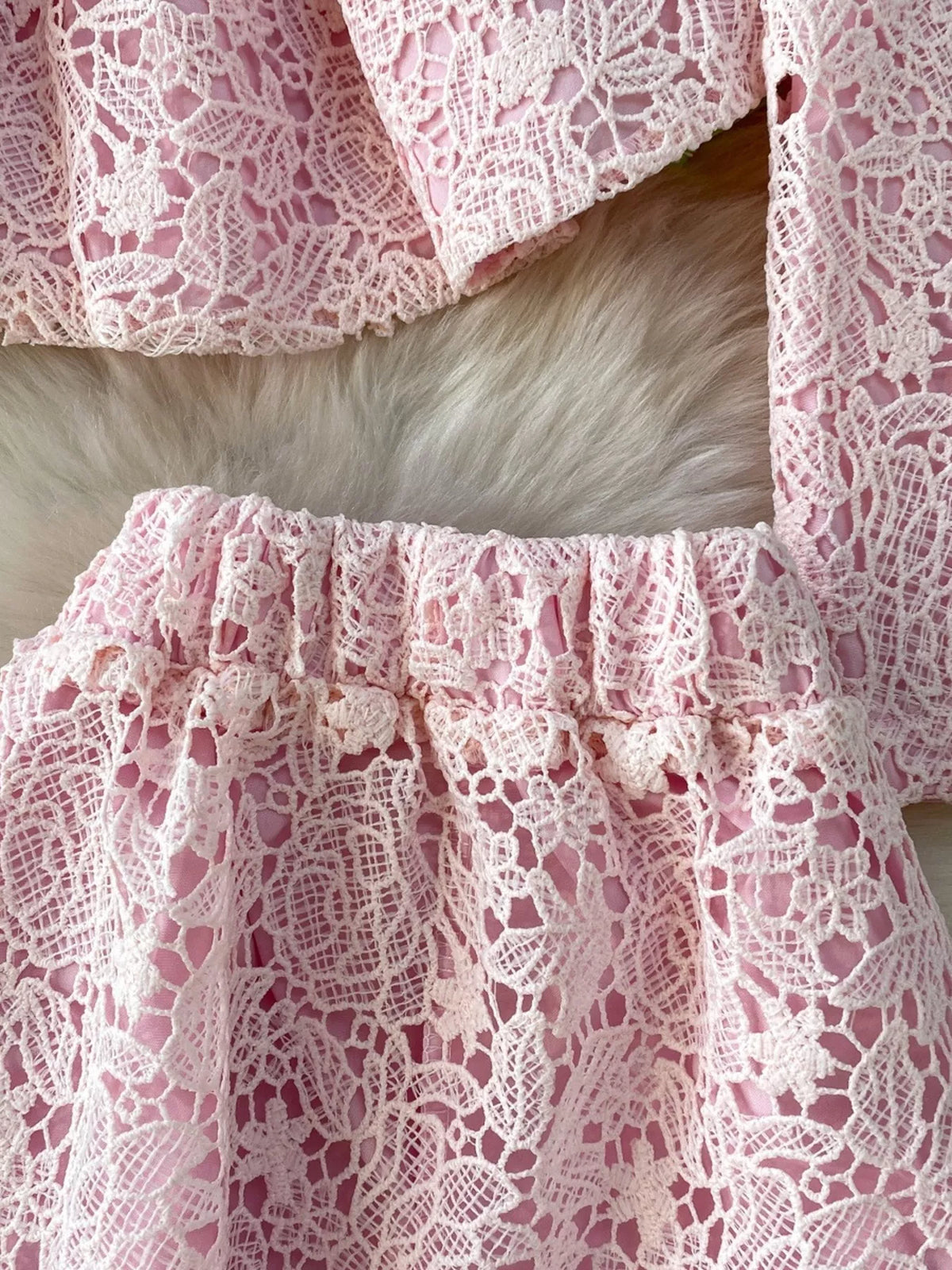 Lace Button Up Top Skirt Set (9)