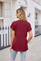 Notched Neck Flutter Sleeve Satin Top (18)