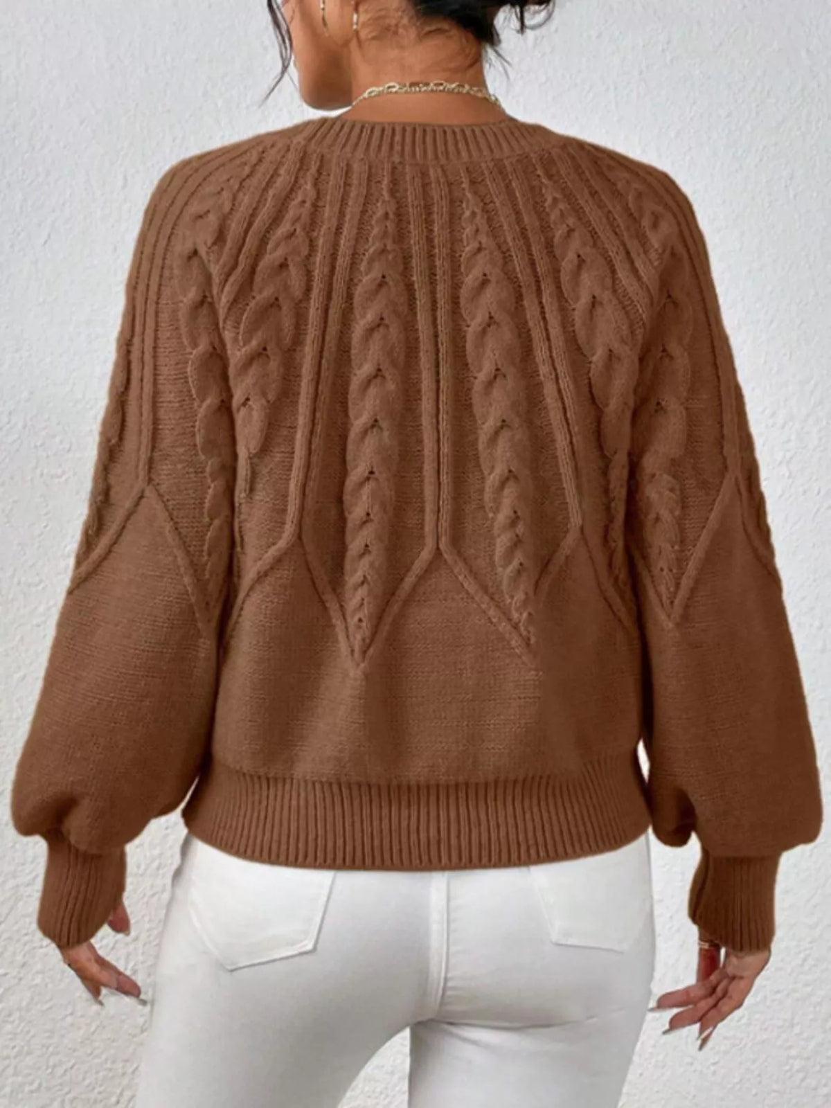 Cable Knit Long Sleeve Sweater (21)