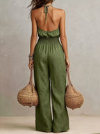 Smocked Halter Neck Wide-leg Jumpsuit (4)