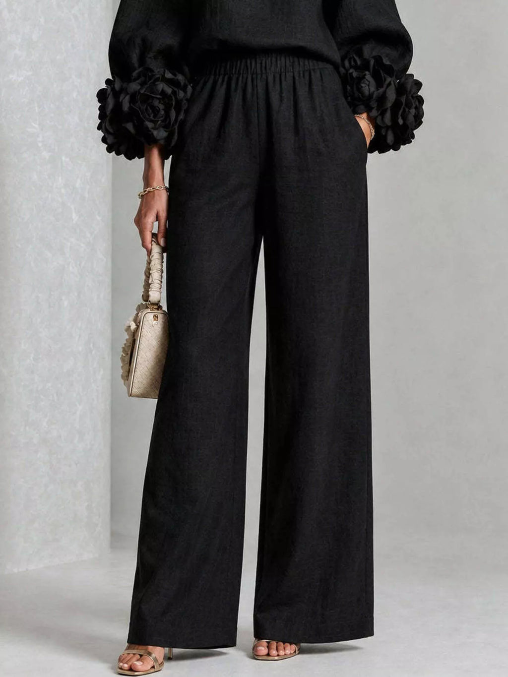 Full Size Floral Cuffs Top Wide Leg Pants Set Plus (22)