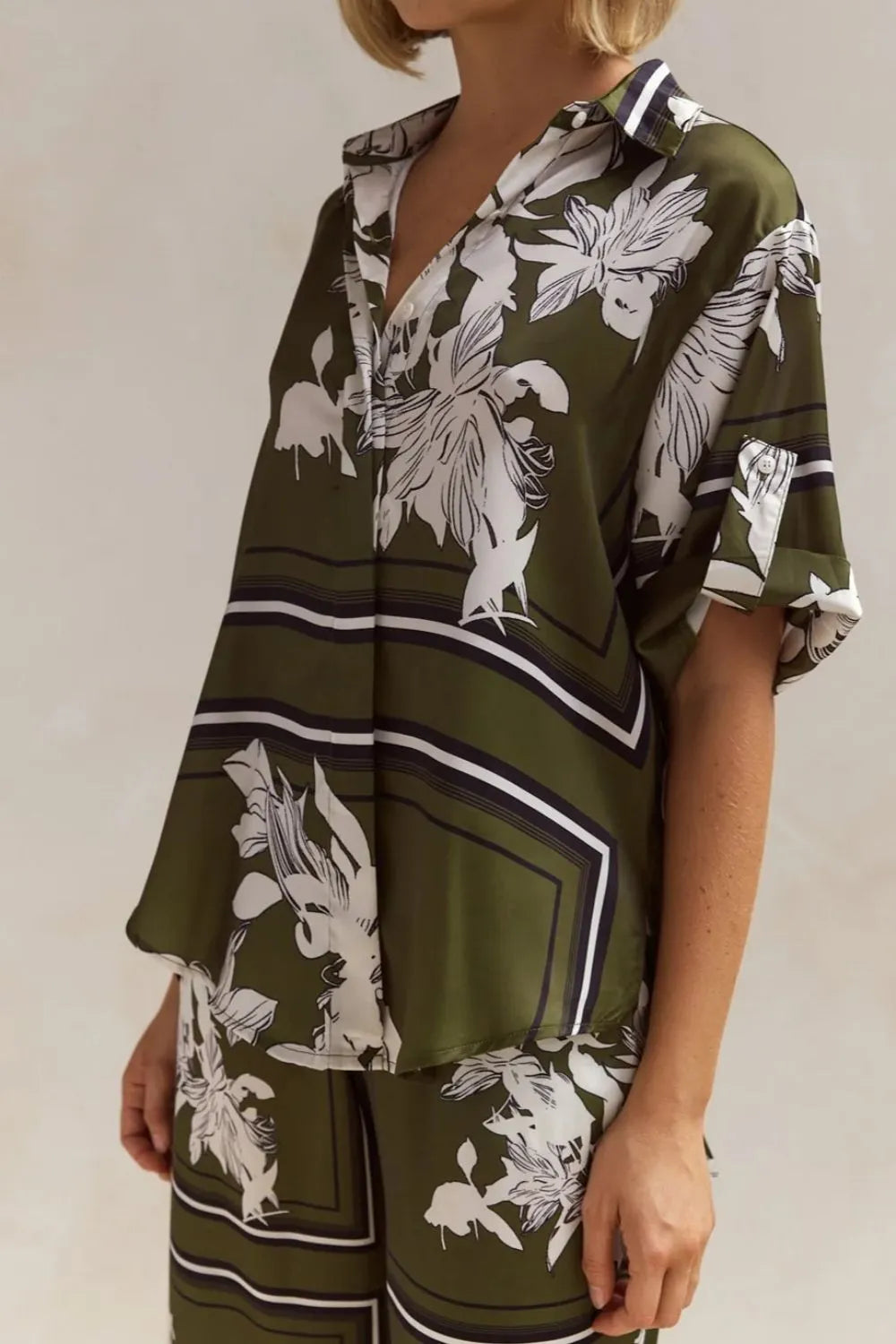 Printed Button Up Shirt Pants Set (11)