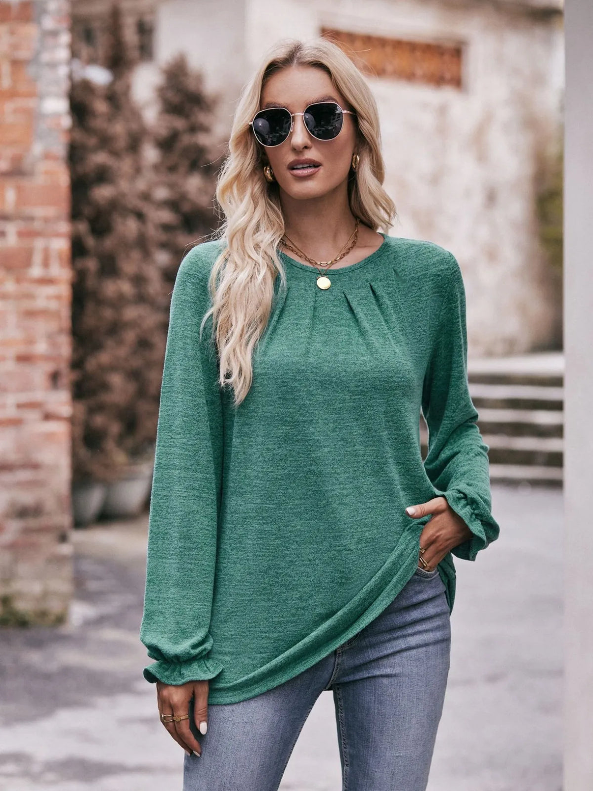 Round Neck Long Sleeve Casual T-shirt (12)