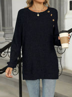 Round Neck Knit Button Top (16)