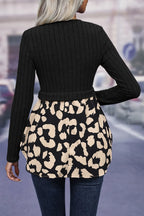 Leopard Peplum Round Neck Blouse (6)