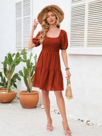 Swiss Dot Smocked Square Neck Dress (9)