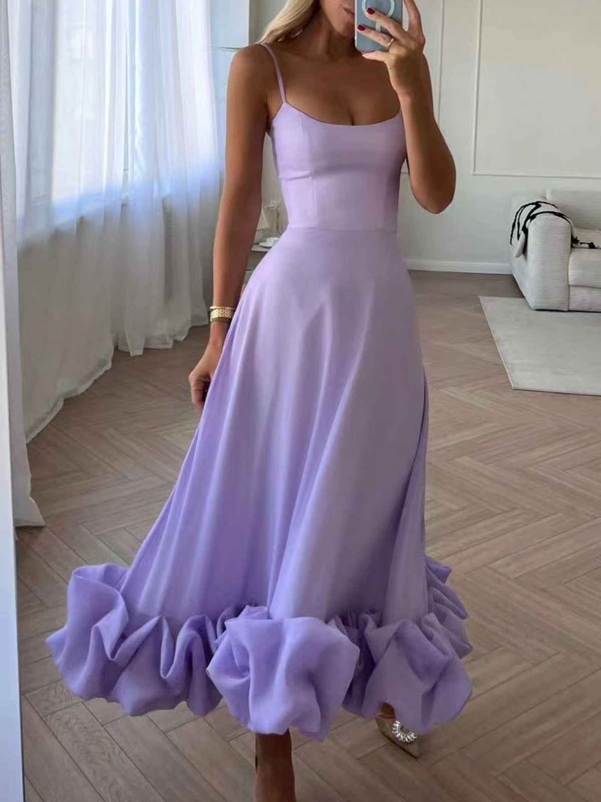 Ruffle Hem Scoop Neck Midi Dress (11)