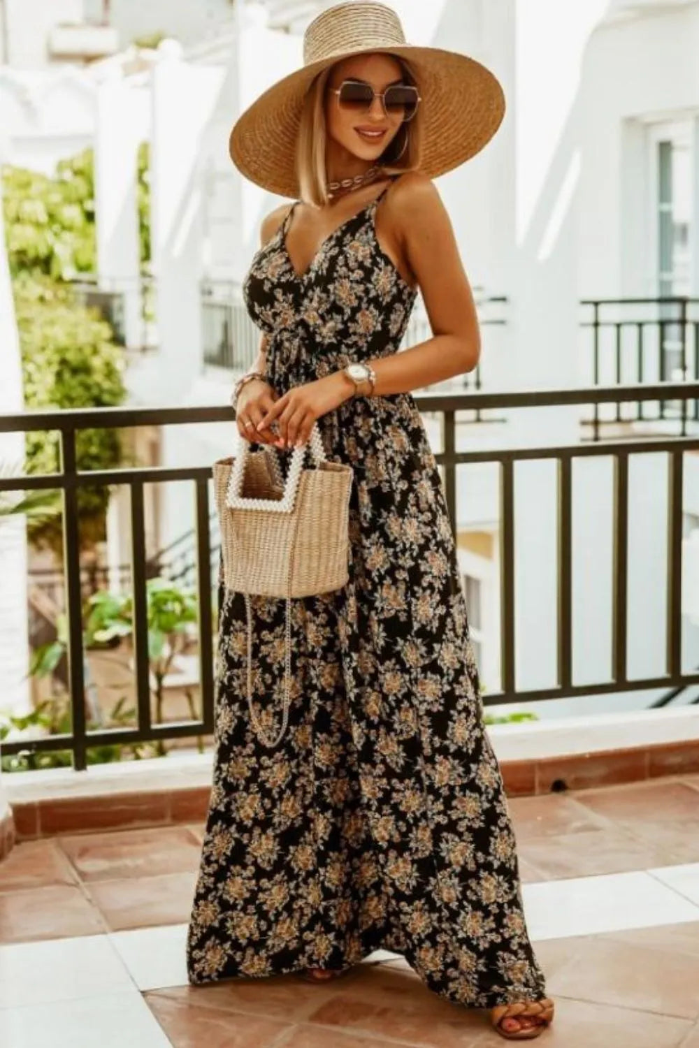Printed Spaghetti Strap Maxi Dress (9)