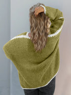 Contrast Open Front Dropped Shoulder Cardigan (6)