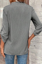 Striped Notched Roll-tab Sleeve Shirt (20)