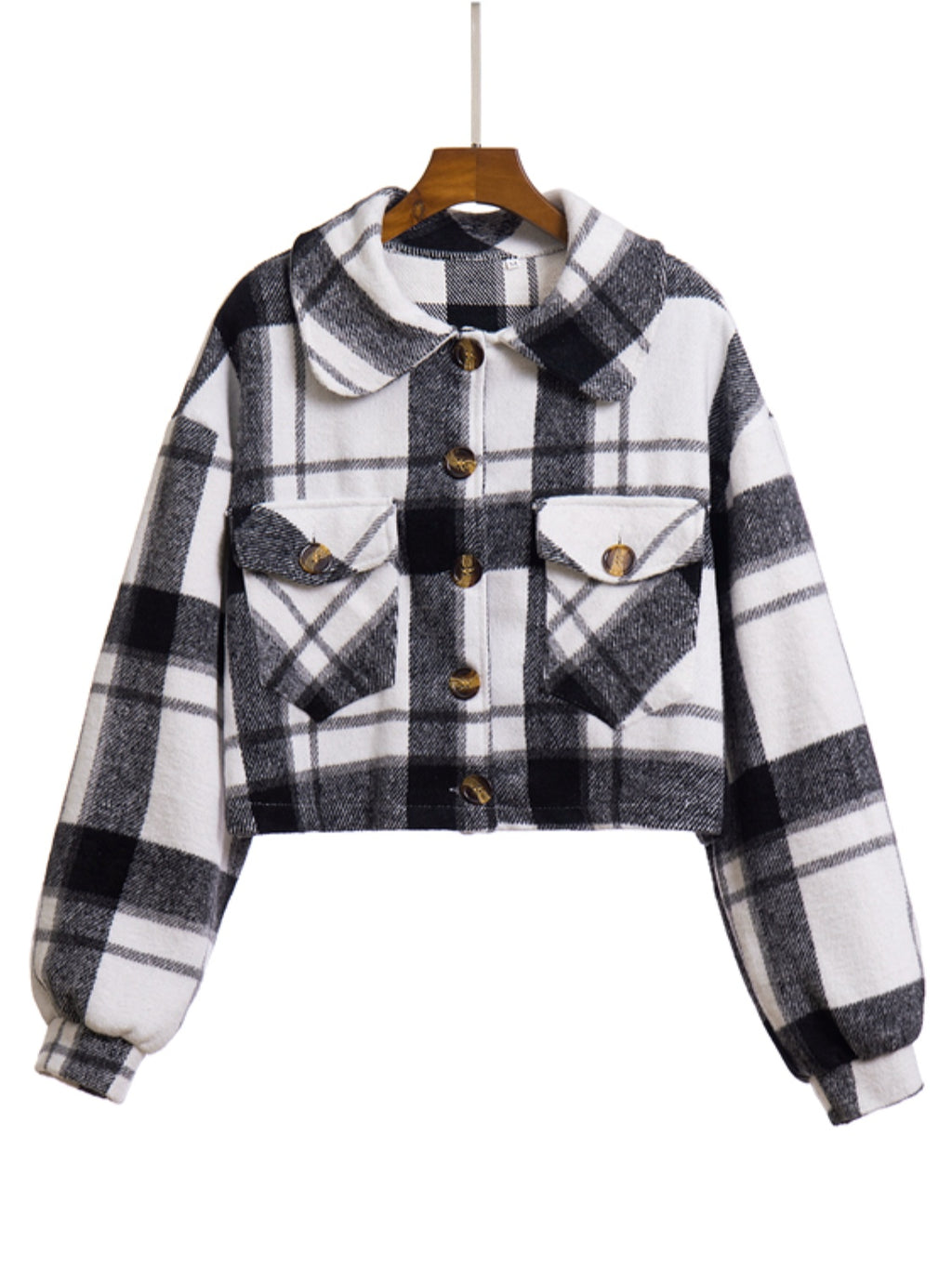 Plaid Button Front Jacket Pockets (9)