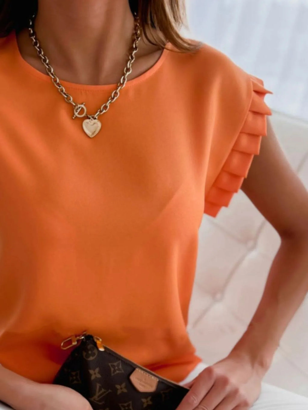 Ruffled Round Neck Cap Sleeve Top (11)