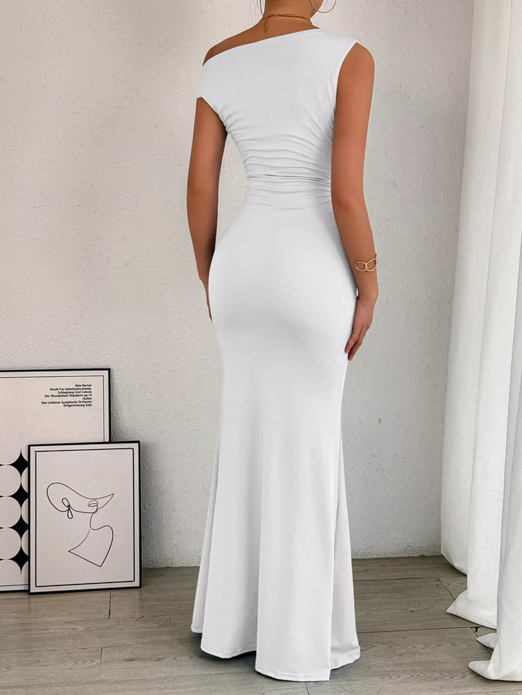 One-shoulder Ruched Bodycon Maxi Dress (20)
