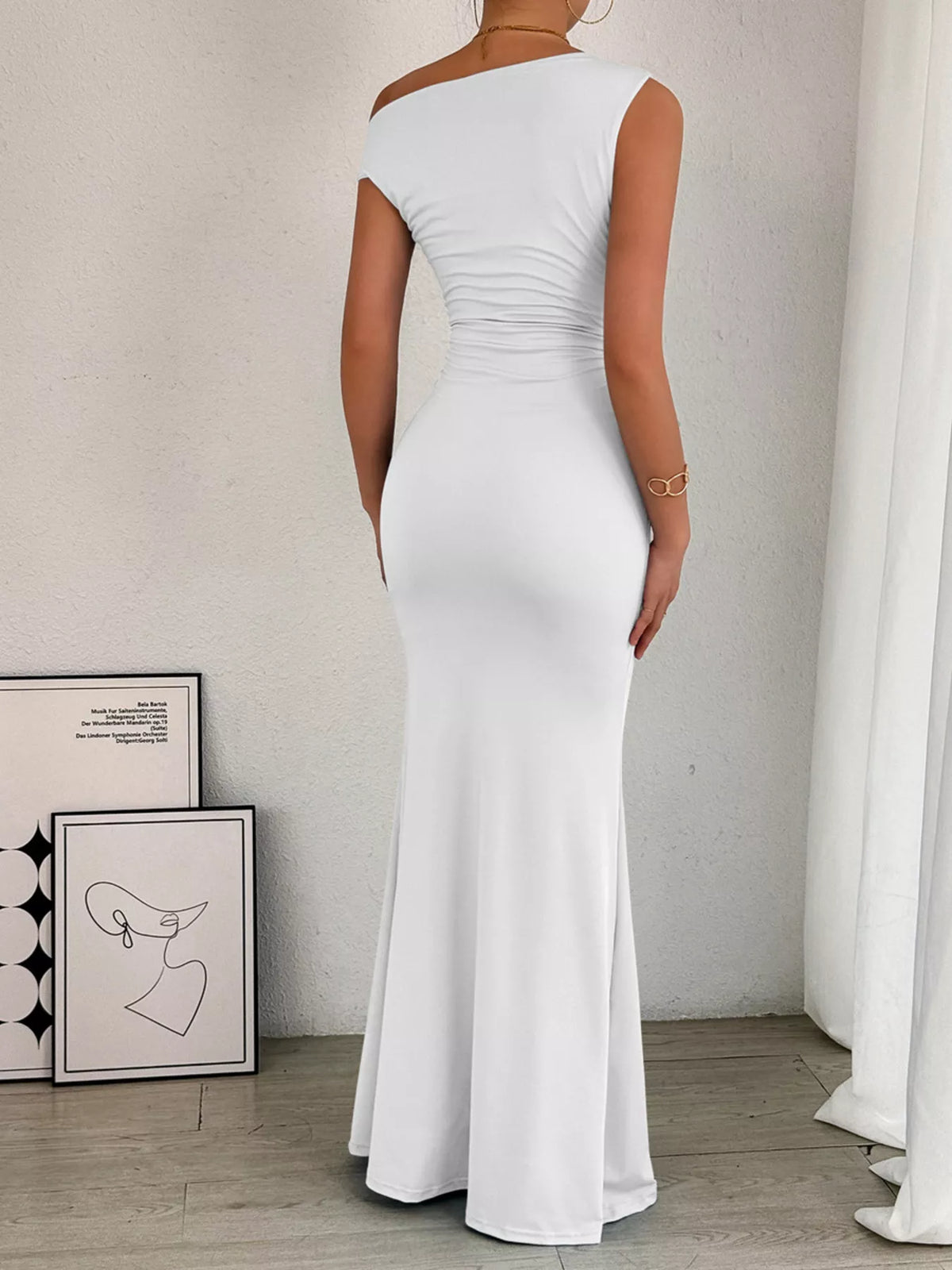 One-shoulder Ruched Bodycon Maxi Dress (20)