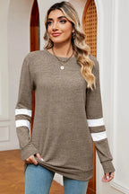 Striped Heathered Round Neck T-shirt (10)