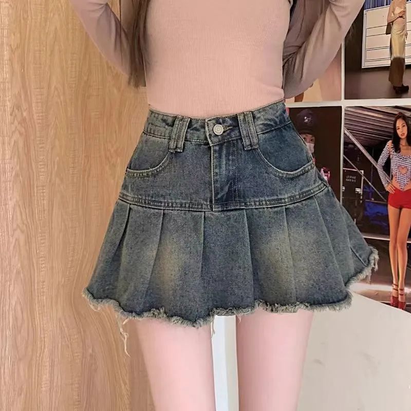 American Retro Pleated Skirt Exposure-proof photo 4