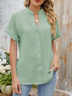 Notched Short Sleeve Blouse (31)