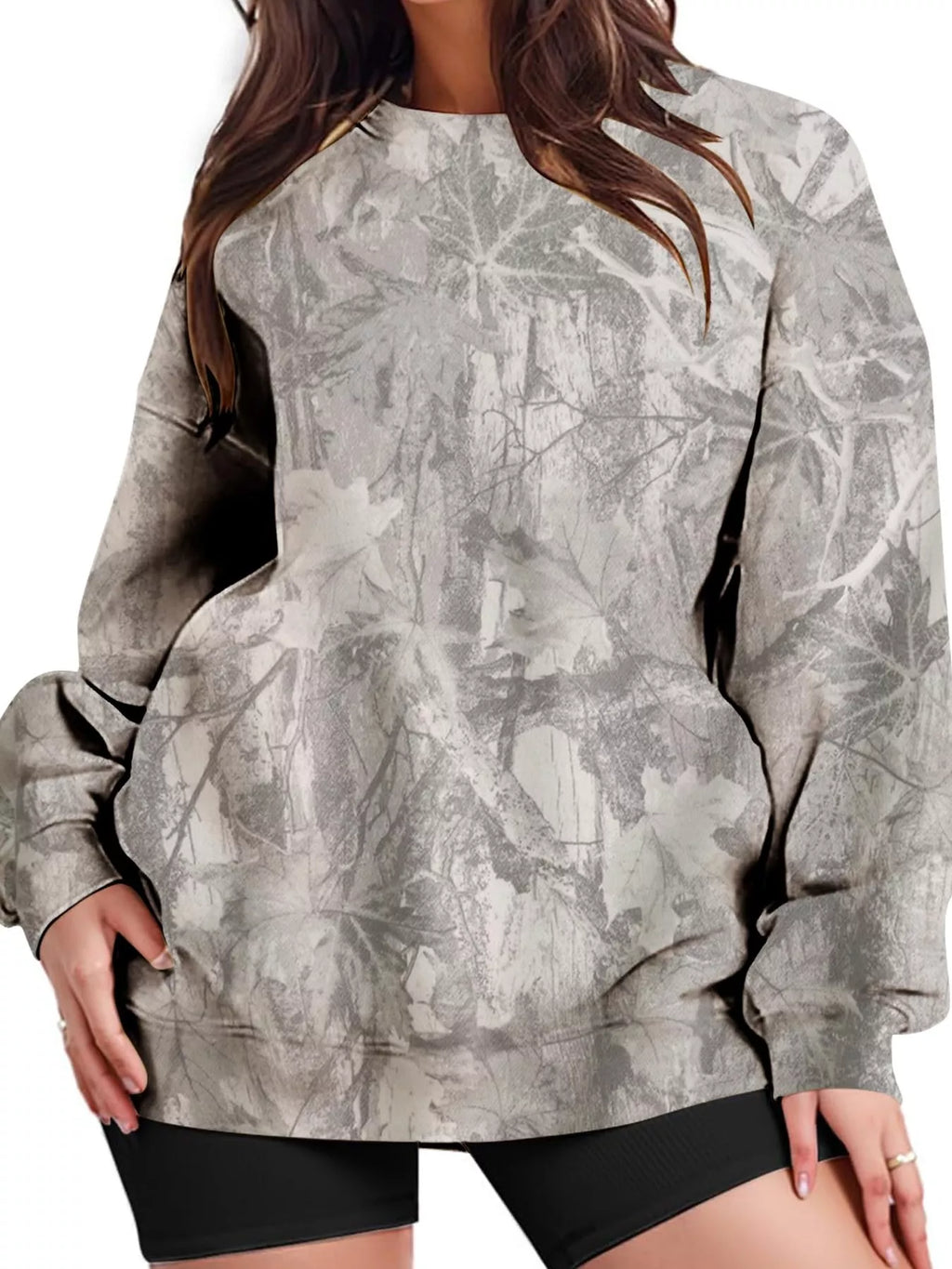 Oversized Printed Crew Neck Sweatshirt (2)