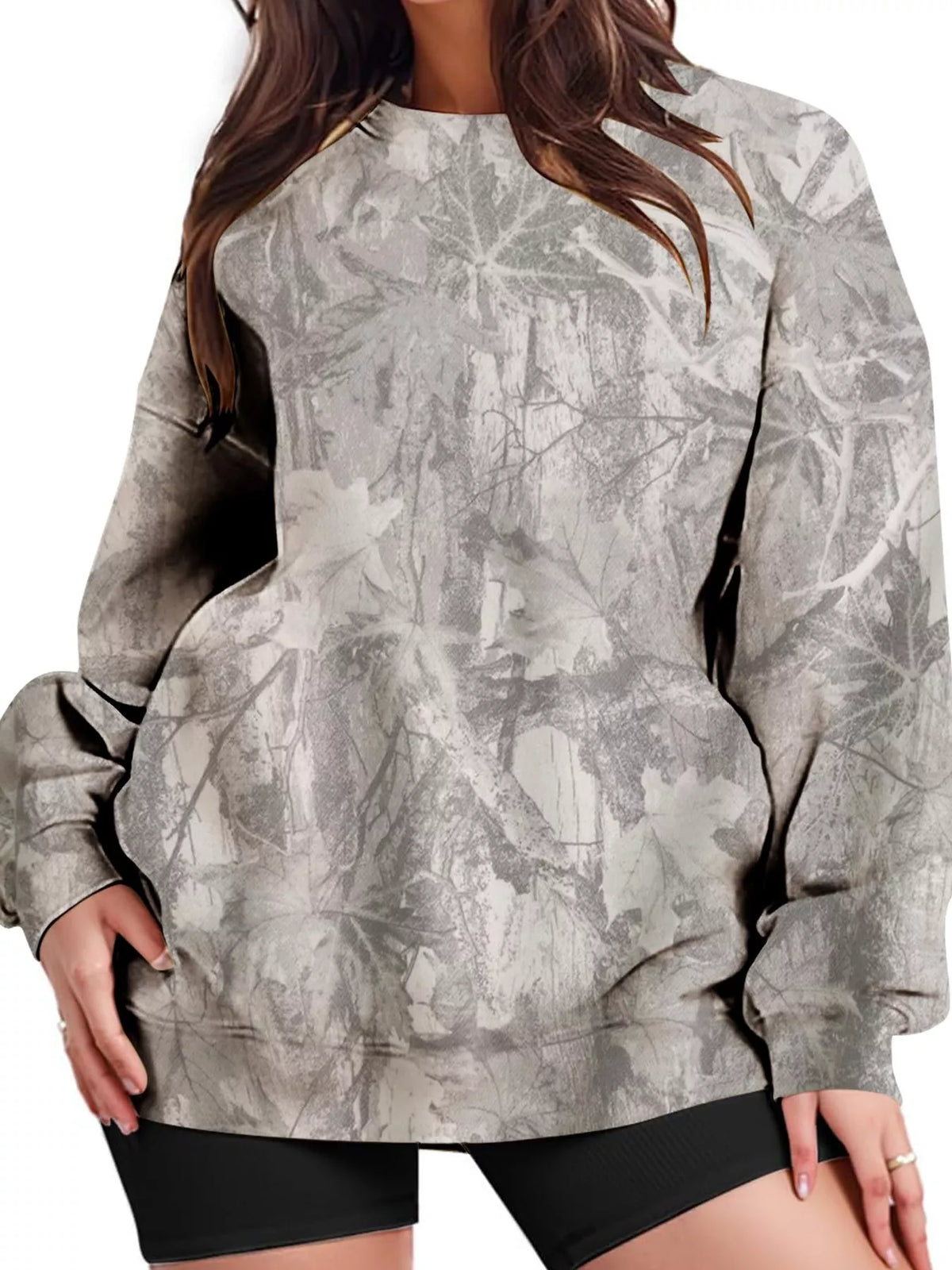 Oversized Printed Crew Neck Sweatshirt (2)